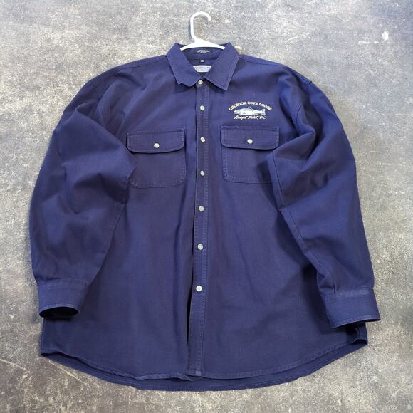 Vintage Canyon Guide Fishing Shirt Mens 2XL XXL Blue Chinook Salmon Button Up - Picture 1 of 8